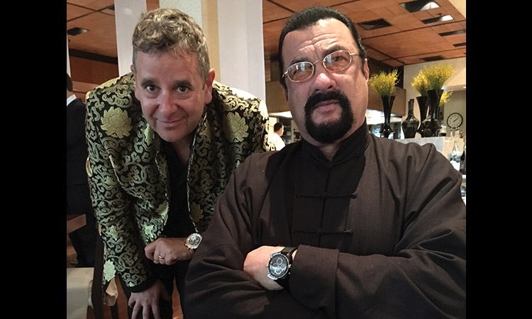 Steven Seagal wears a Louis Moinet watch