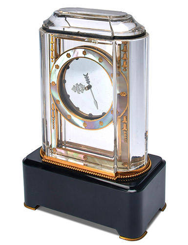 CARTIER, ART DECO ROCK CRYSTAL, GOLD, AGATE, ENAMEL, MOTHER-OF-PEARL, ONYX AND DIAMOND-SET 'MYSTERY CLOCK', PENDULE MYSTERIEUSE 'MODEL A'  Lot 328